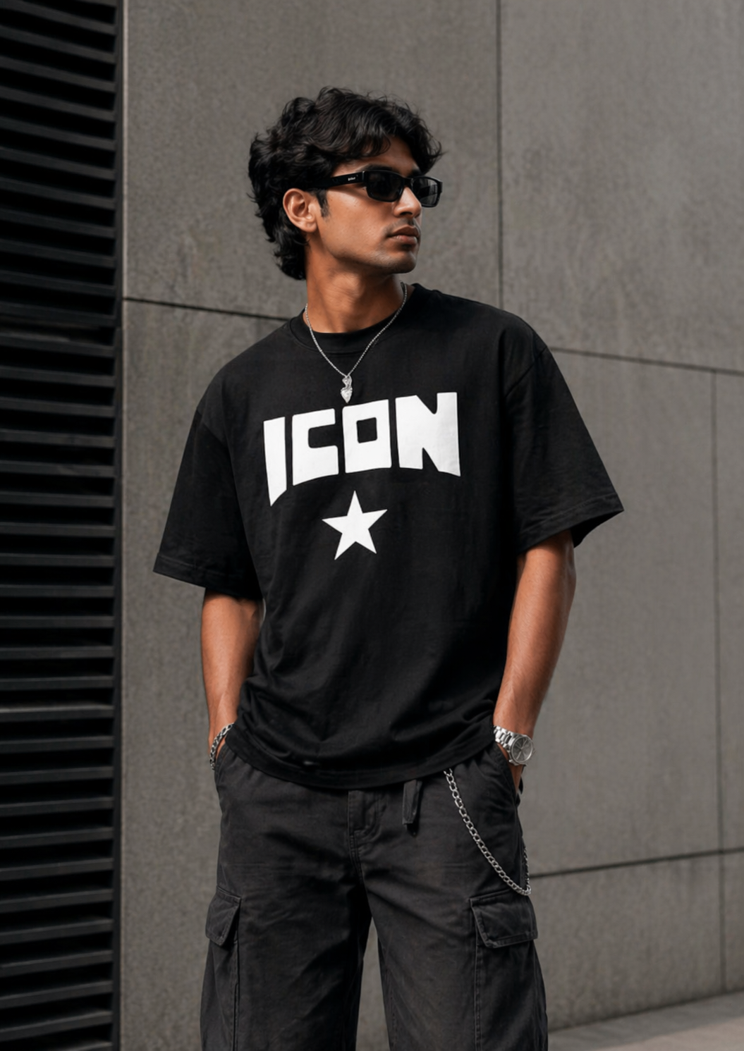 Icon Star Oversized Tee – Black