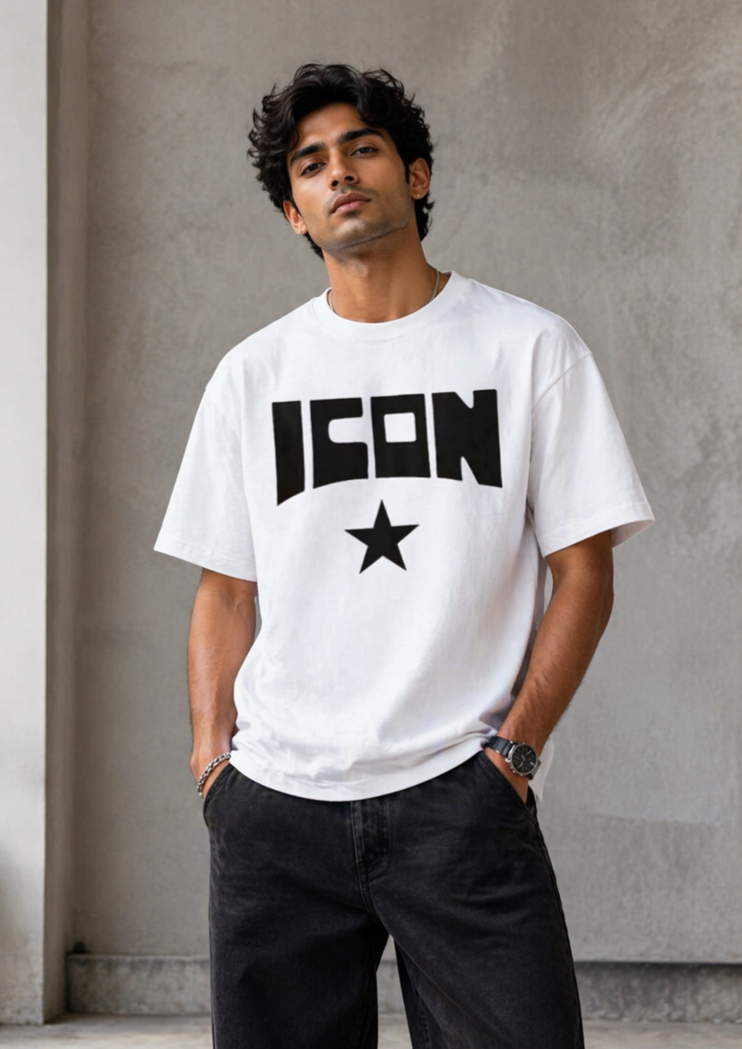 Icon Star Oversized Tee – White